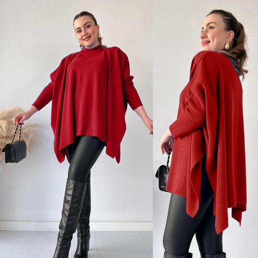 Soft cozy cape poncho sweater