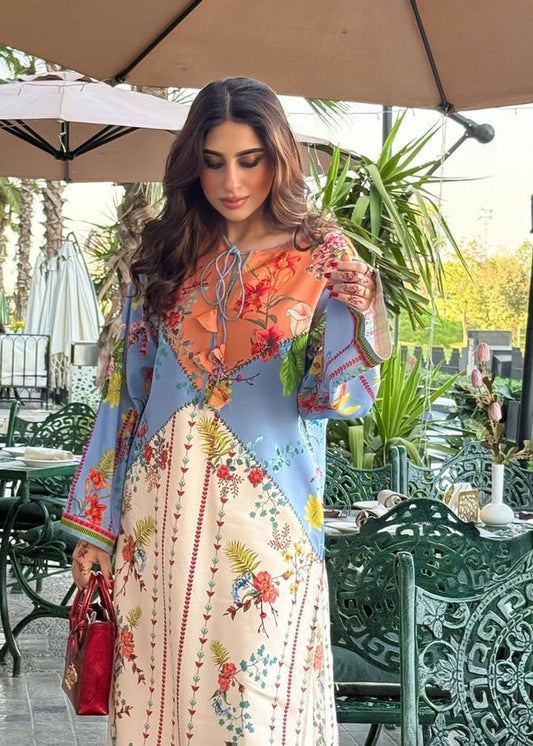 Sunset bloom Co-ord Set silky lawn 2 pc