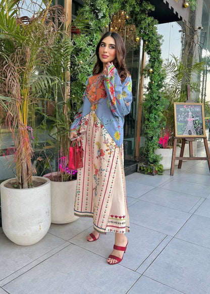 Sunset bloom Co-ord Set silky lawn 2 pc