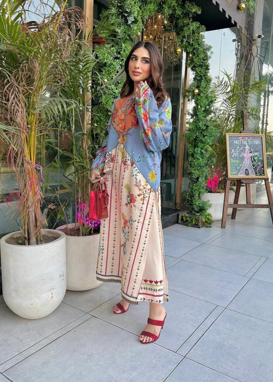 Sunset bloom Co-ord Set silky lawn 2 pc