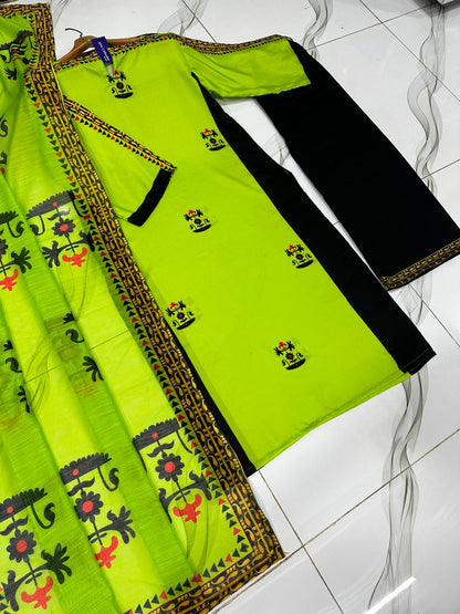 Lime Elegance Embroidered 3-Piece Suit