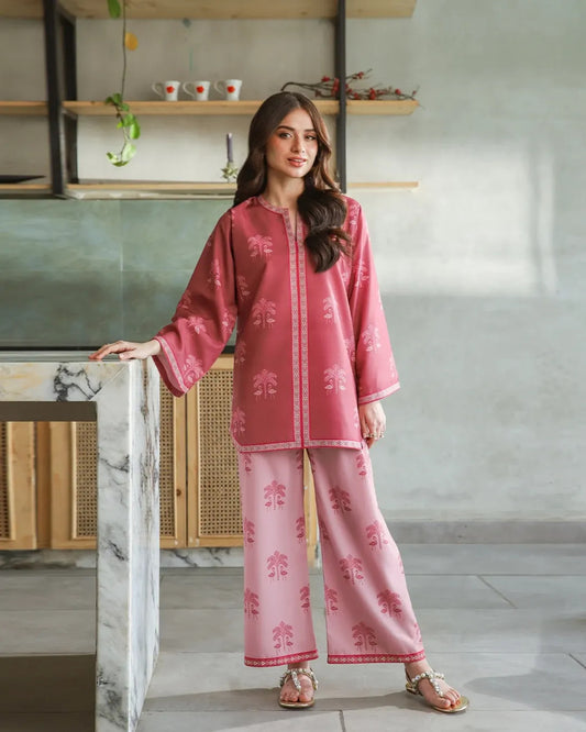Folk Motif Print Palazzo Suit