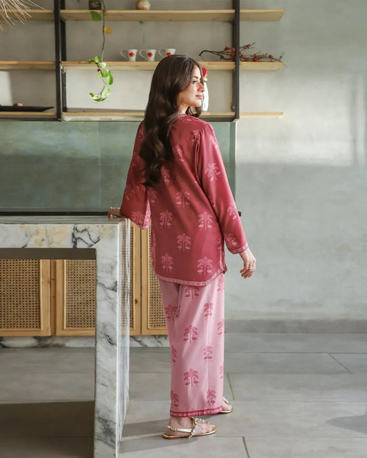 Folk Motif Print Palazzo Suit