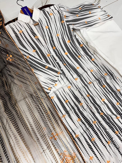 Golden Swiss Aura - Digital Crepe Suit