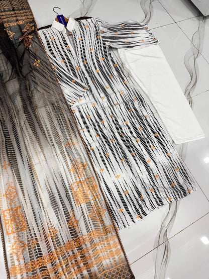 Golden Swiss Aura - Digital Crepe Suit