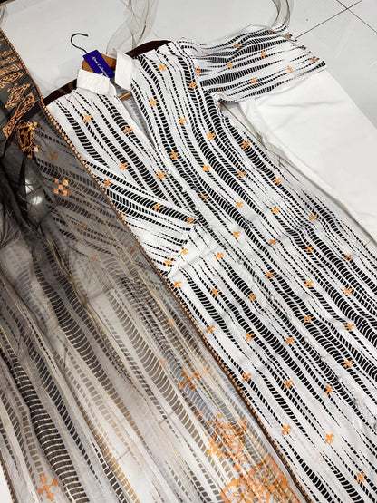 Golden Swiss Aura - Digital Crepe Suit