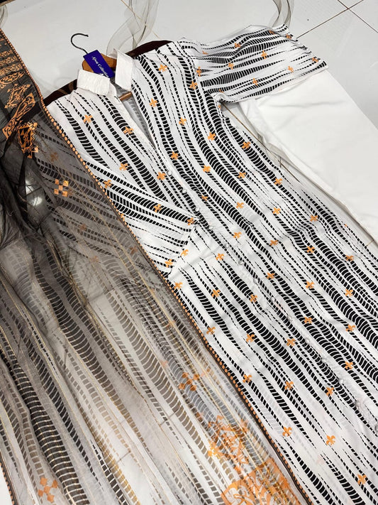 Golden Swiss Aura - Digital Crepe Suit