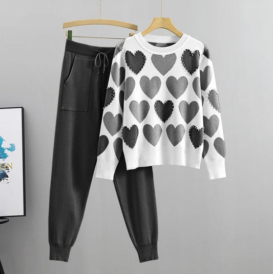 Heart cozy sweater lounge set