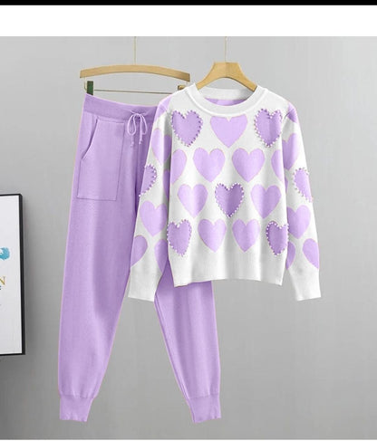 Heart cozy sweater lounge set