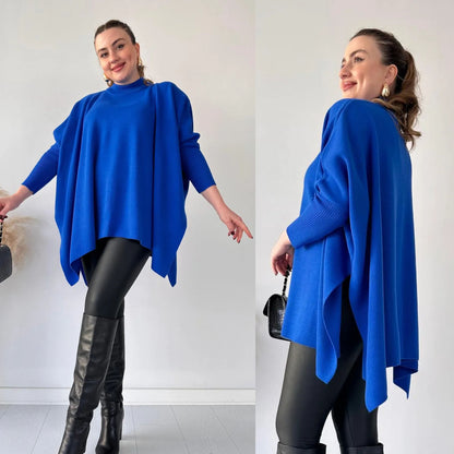 Soft cozy cape poncho sweater