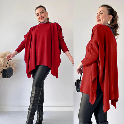 Soft cozy cape poncho sweater