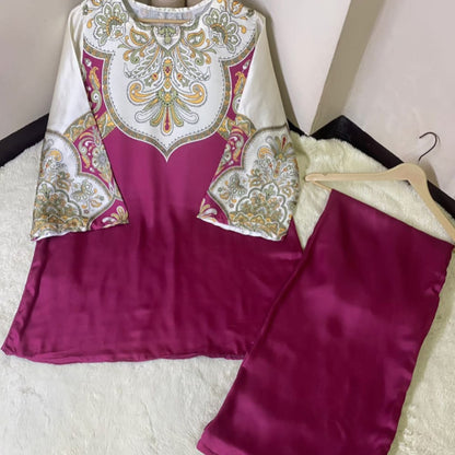 Flared peplum top and trouser set