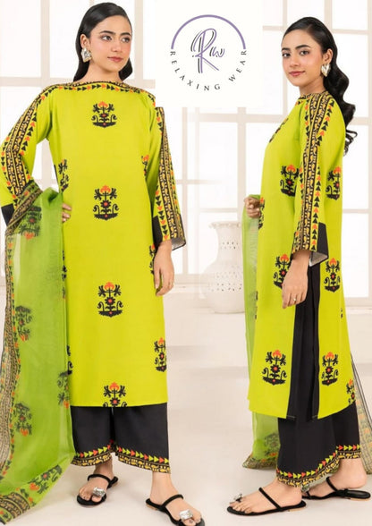 Lime Elegance Embroidered 3-Piece Suit
