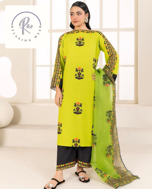Lime Elegance Embroidered 3-Piece Suit