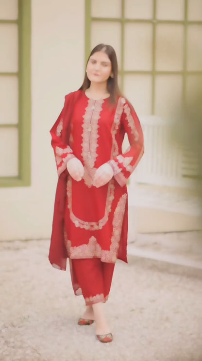 Nura Luxe - Embroidered Silk 3 PC Set